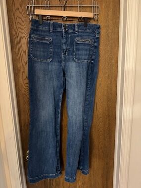 American Eagle Outfitters Women's Dark Blue Wide Leg Jeans